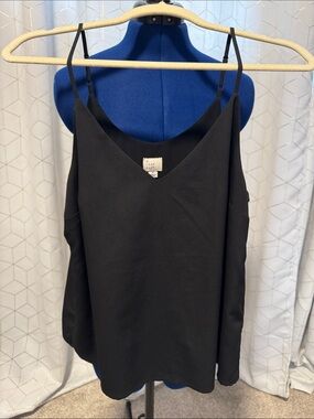 a new day Black V-Neck Satin-Look Cami with Adjustable Straps